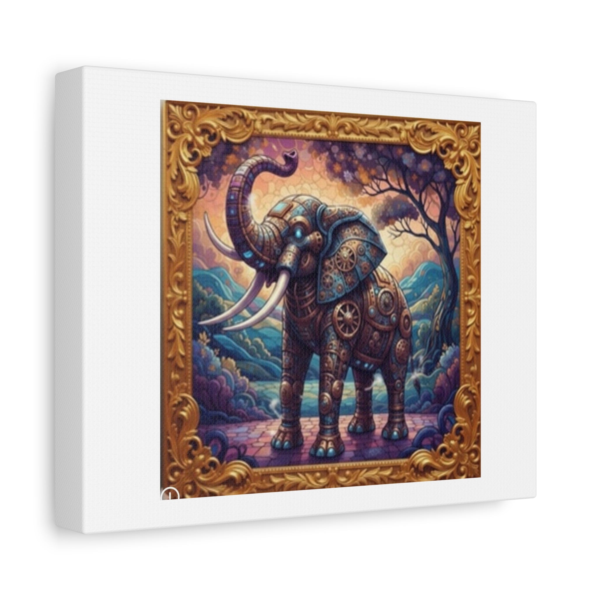 Steampunk Elephant Matte Canvas Print
