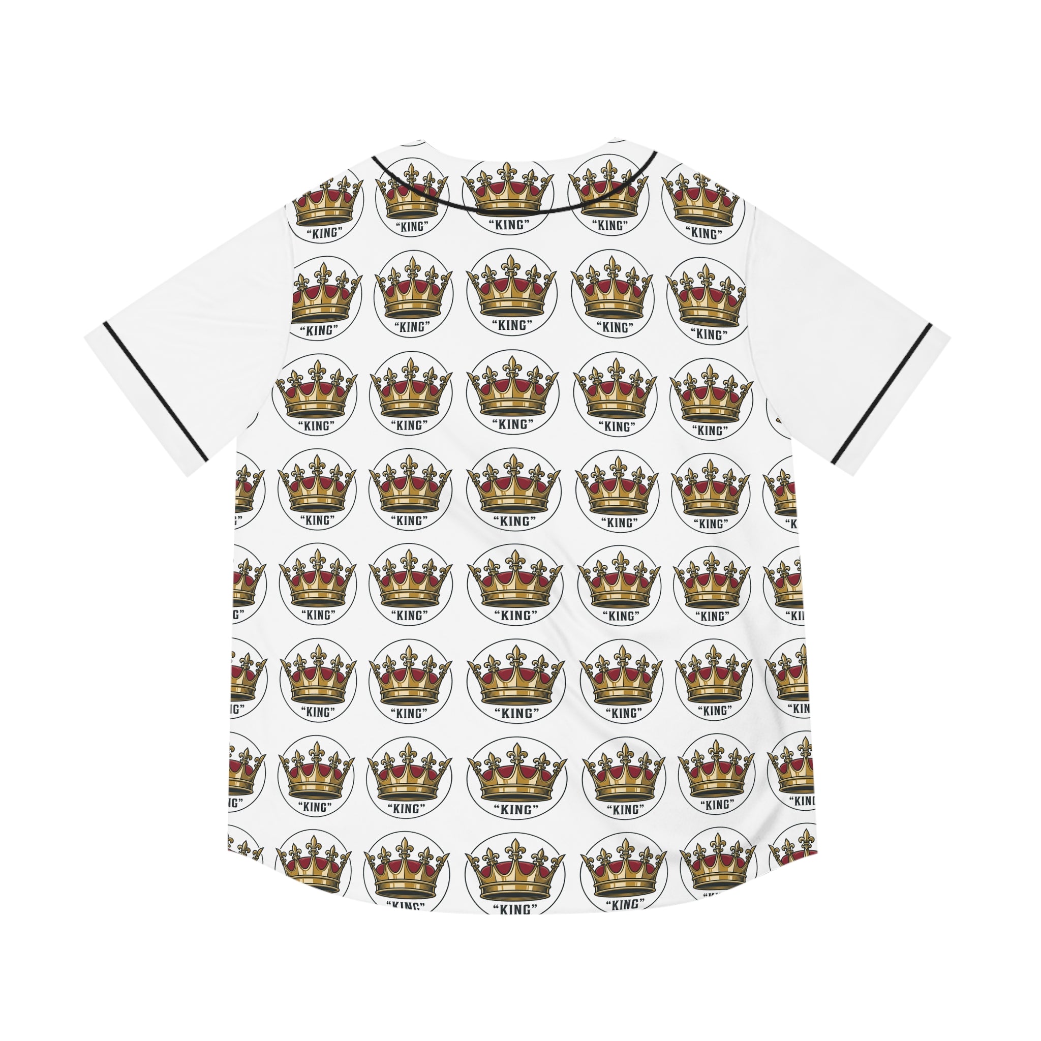 King Crown Pattern Baseball Jersey — "King" Chest Script