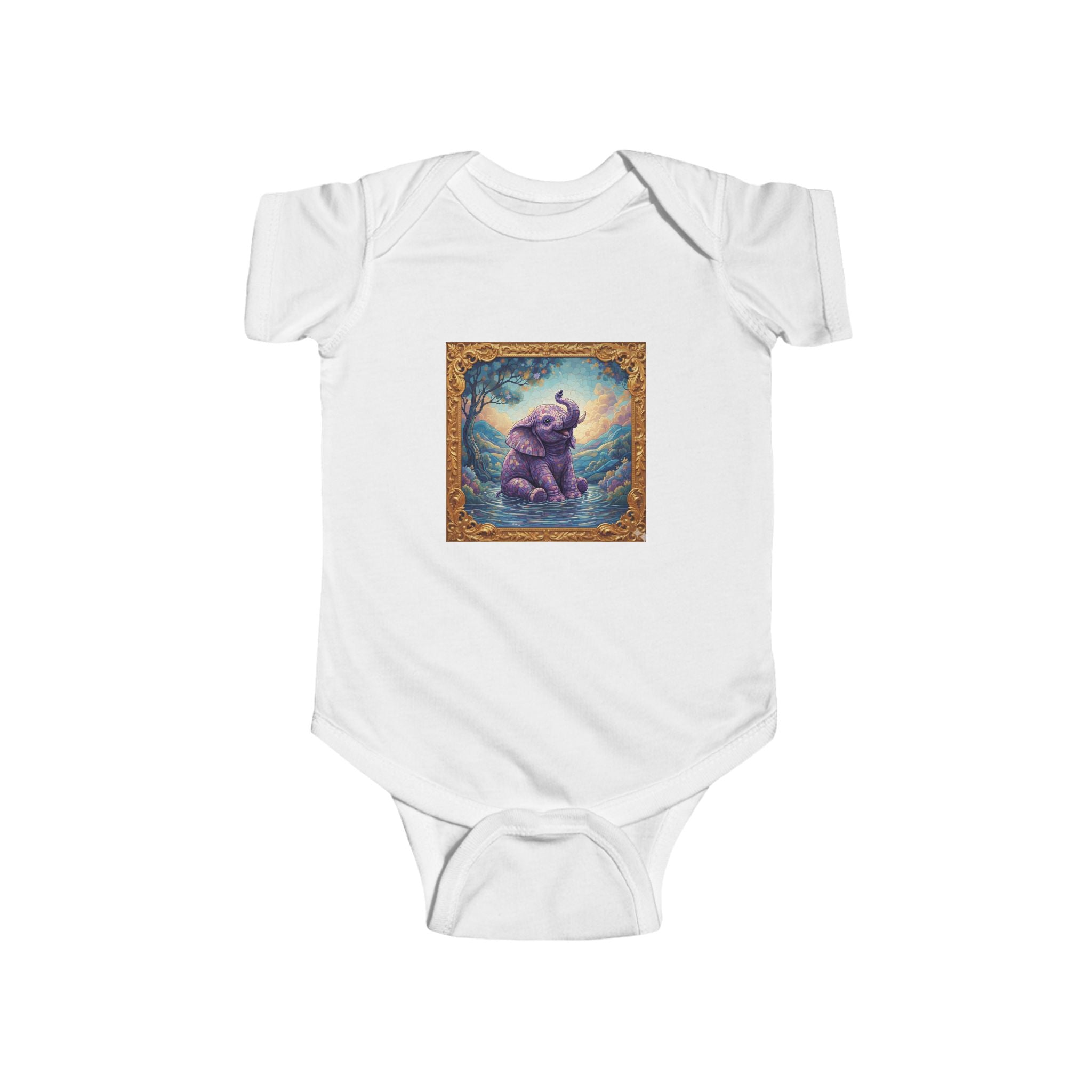 🍼Infant Bodysuit — 'Crowned From the Crib.' Elephant Illustration Baby Onesie