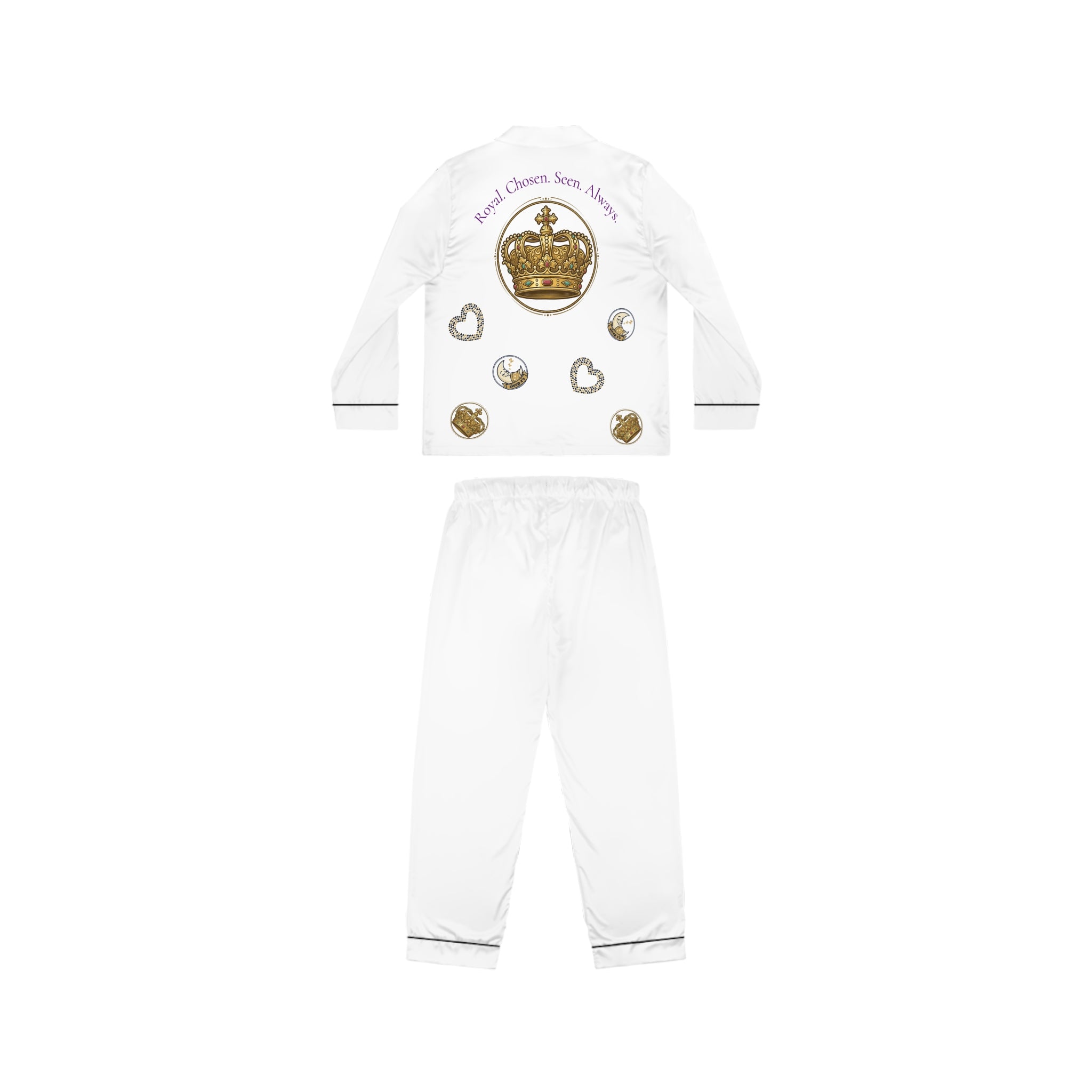 👑Mani's Satin Sleepwear Set — Crowned & Luxurious (White)