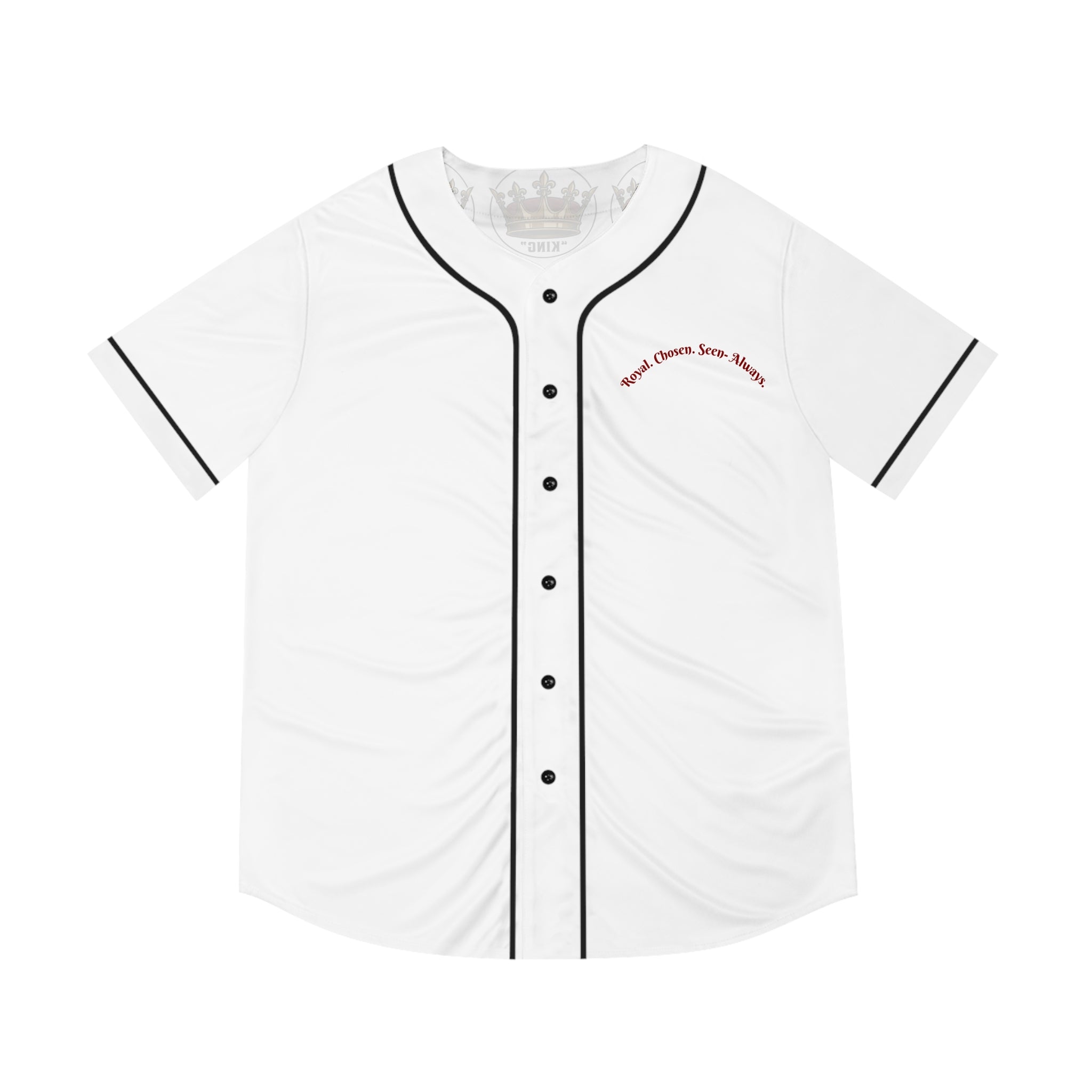 King Crown Pattern Baseball Jersey — "King" Chest Script