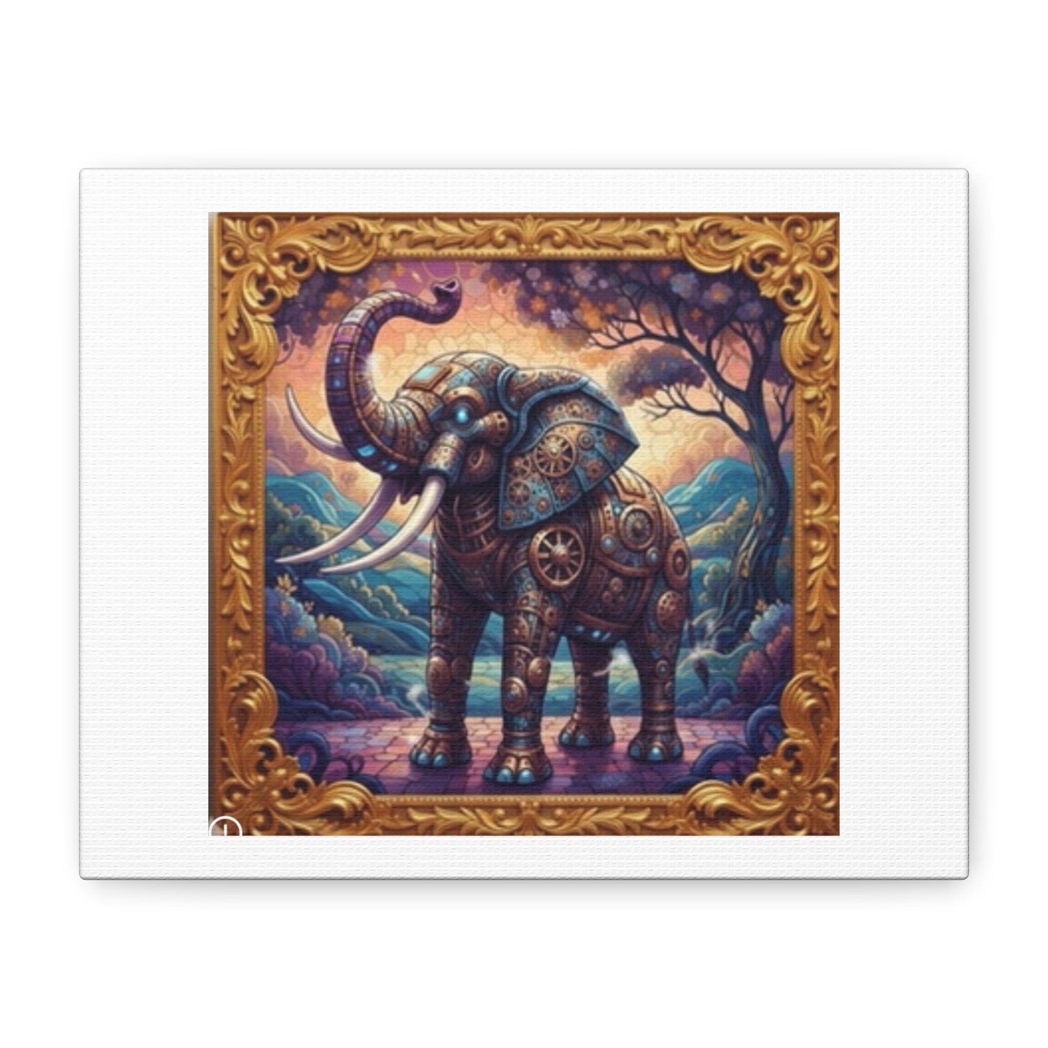 Steampunk Elephant Matte Canvas Print