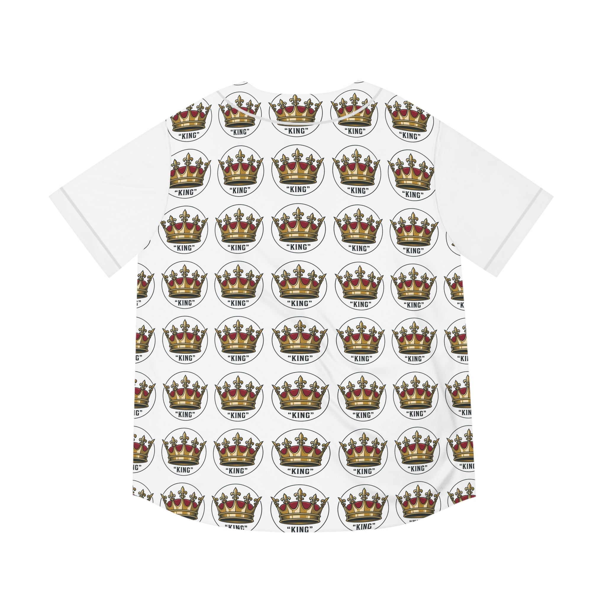 King Crown Pattern Baseball Jersey — "King" Chest Script